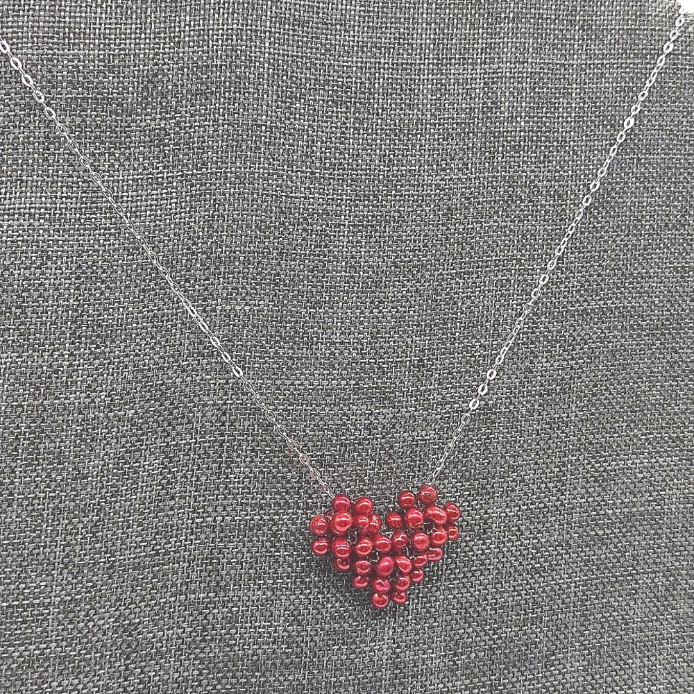 Cultured Freshwater Pearl Heart Pendant Necklace in Sterling Silver - Picture 5 of 5
